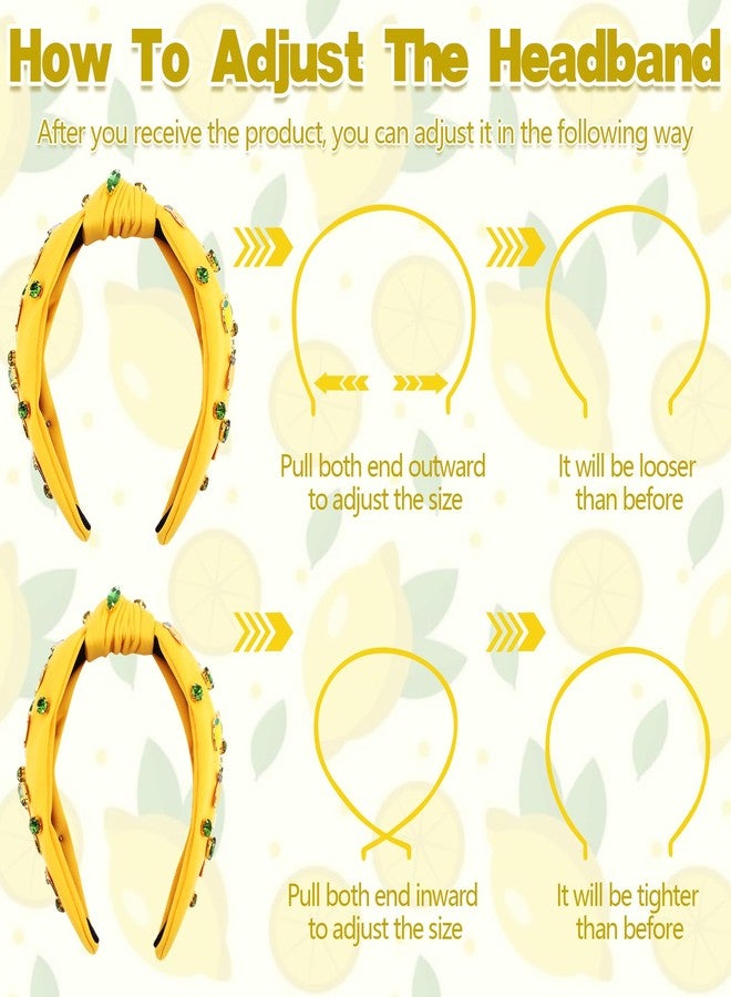 Hapdoo Yellow Lemon Rhinestone Jeweled Knotted Headbands for Women Girls, Fashion Cute Fruit Hair Accessories Gift for Girls - Image 4